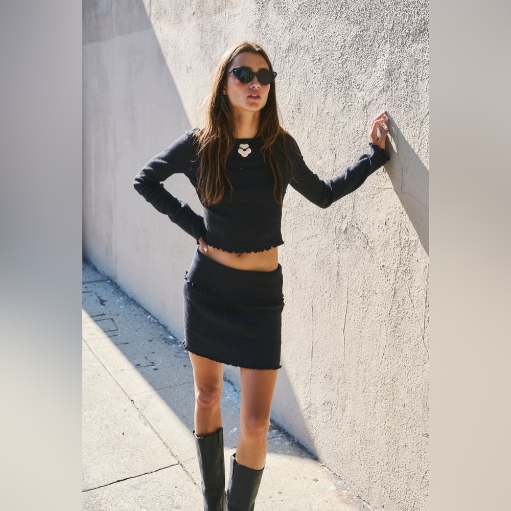 Free People Black Skirt Set